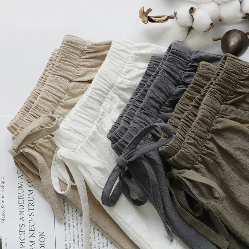 Summer Women Cotton Linen Shorts - Piña Colada