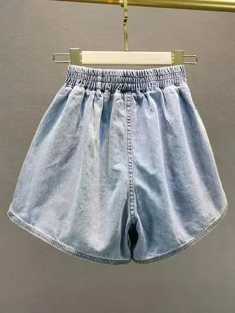 High Waist Loose Fit Denim Shorts - Piña Colada