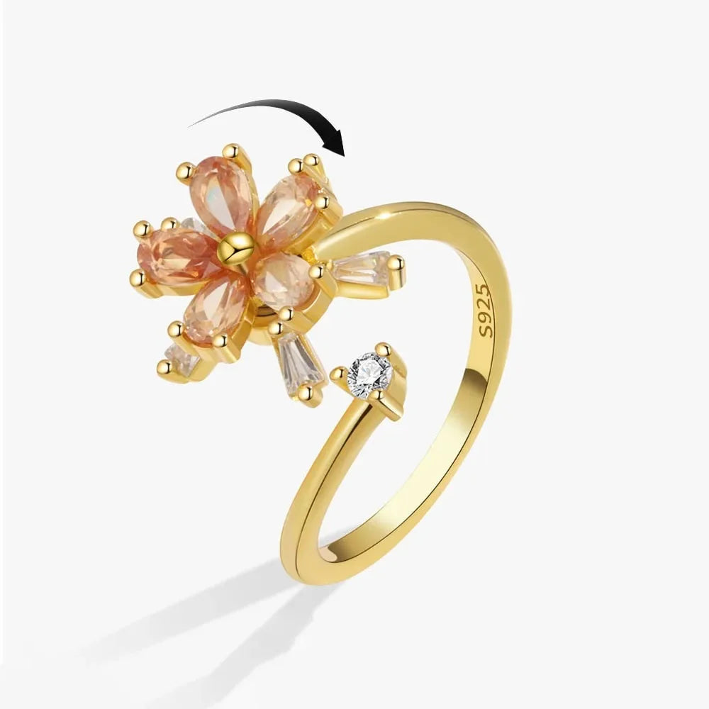 Spinner Ring Crystal Flower - Piña Colada