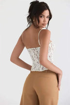 Exotic Lace Tube Top – Black & White Fishbone Pattern - Piña Colada