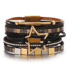 Hollow Star Weave Leather Bracelet - Piña Colada