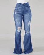 High-stretch Ripped Jeans High Waist - Piña Colada
