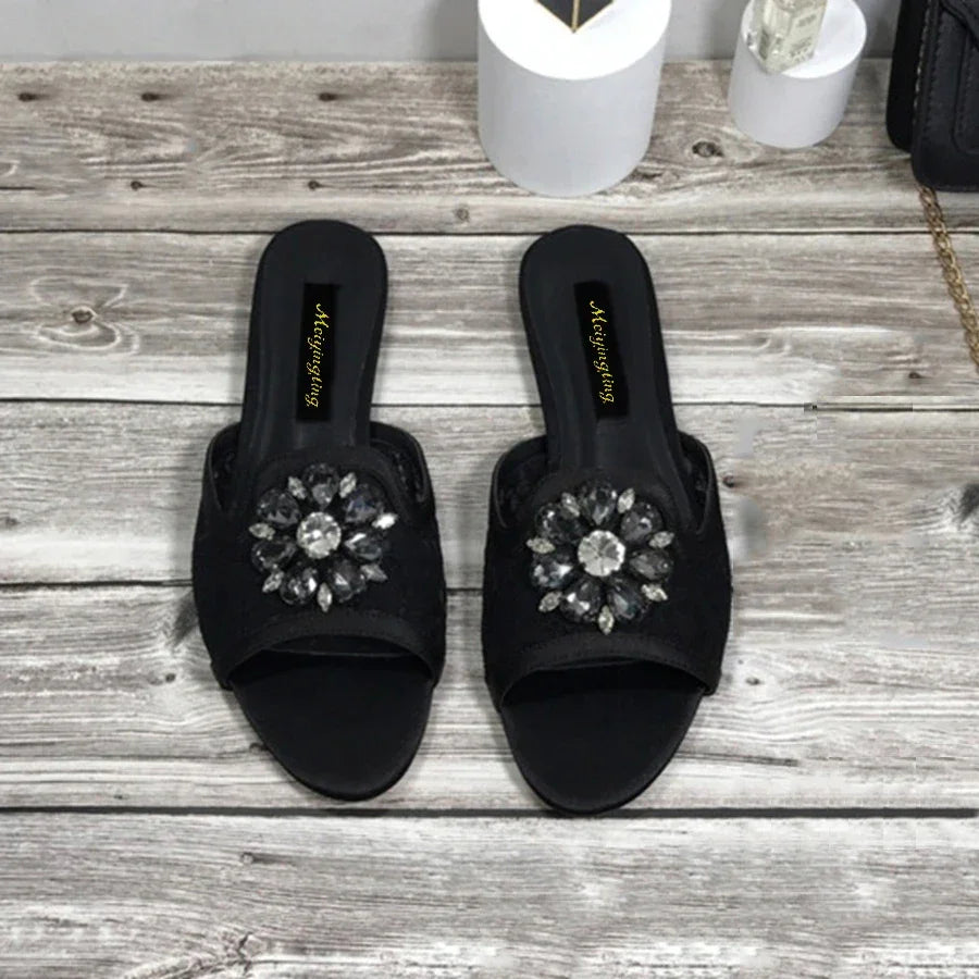 Women Slippers Rhineston Open Toe - Piña Colada