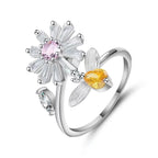 Spinner Ring Crystal Flower - Piña Colada