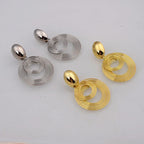 Bold Geometric Circle Drop Earrings - Piña Colada