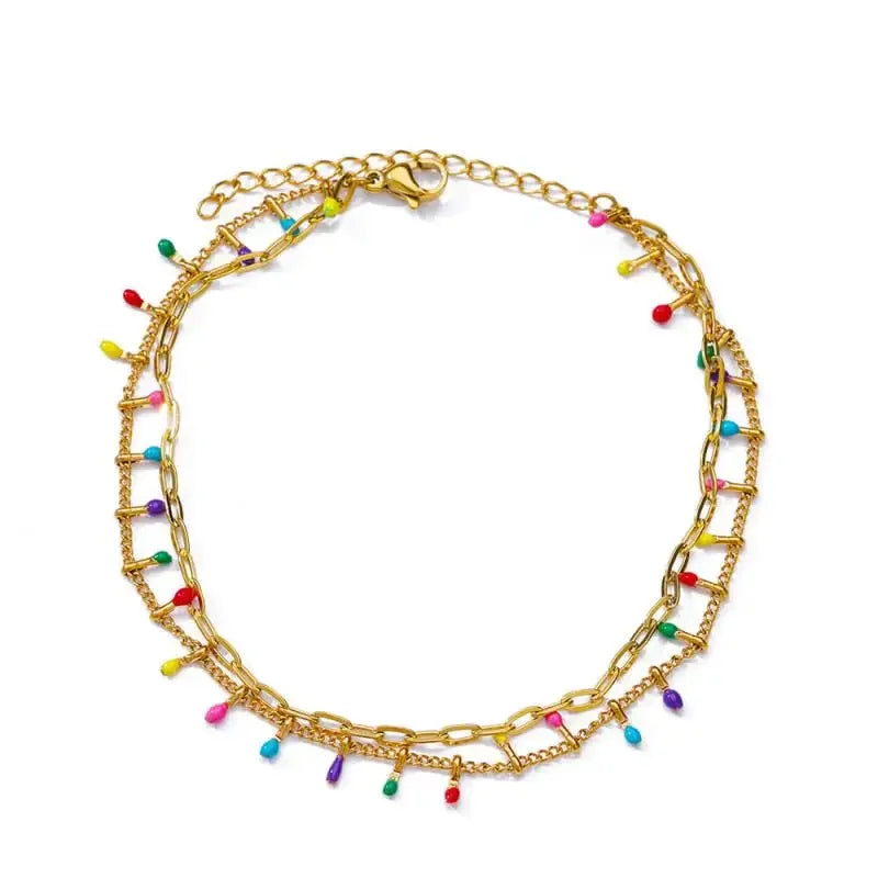Stainless Steel Gold-Plated Anklet for Women - Piña Colada