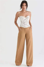 Exotic Lace Tube Top – Black & White Fishbone Pattern - Piña Colada
