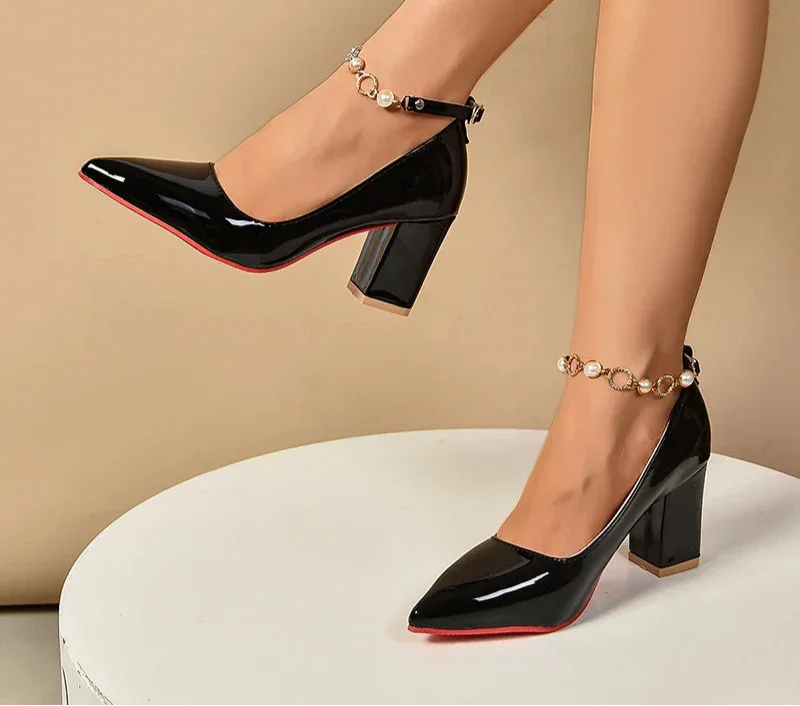 7cm Chunky Heels Pumps - Piña Colada
