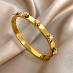 Stainless Steel Flower Cuff Bracelet - Piña Colada