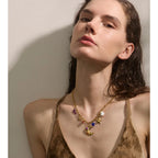 Gold Moon Pearl Pendant Necklace