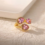 Rings Gold Plated Colorful Stone - Piña Colada