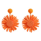 Bohemian Raffia Flower Drop Earrings - Piña Colada