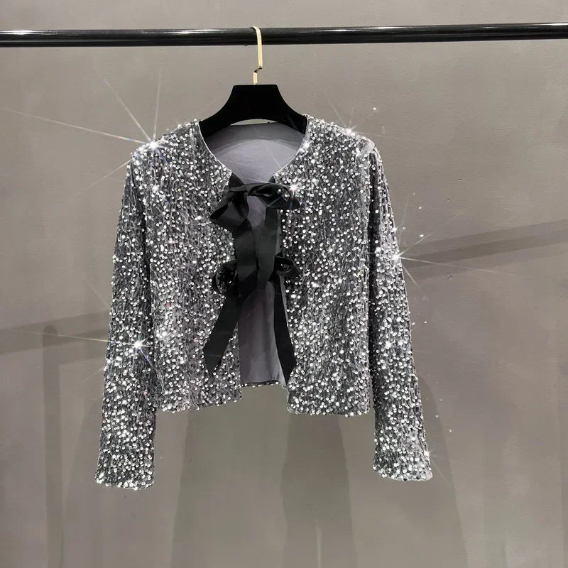 Sequins Jacket Bow Top - Piña Colada