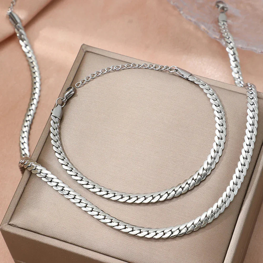 Geometric Stainless Steel Jewelry Set - Piña Colada