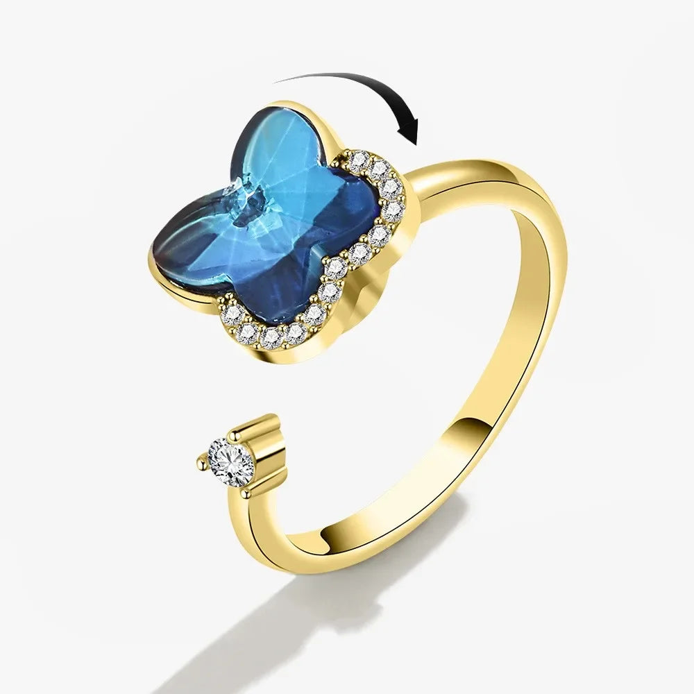 Spinner Ring Crystal Flower - Piña Colada