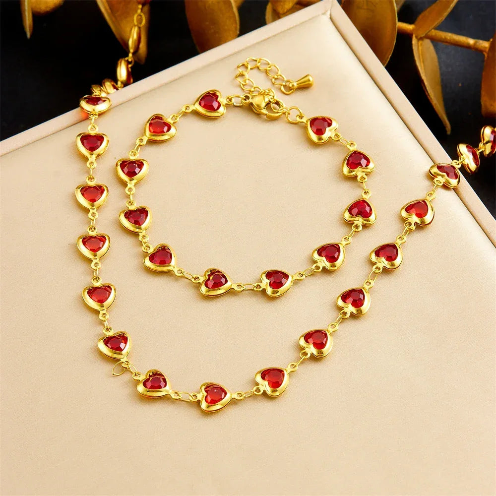 316L Stainless Steell Colour Heart Rhinestones - Piña Colada