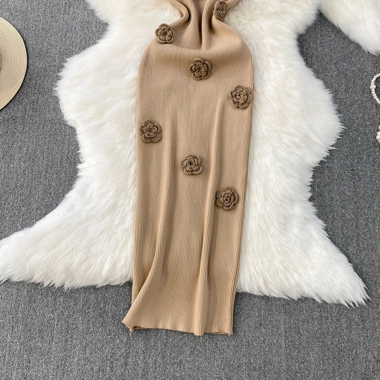 Chic Off Bodycon Dress Wrap Knitted - Piña Colada