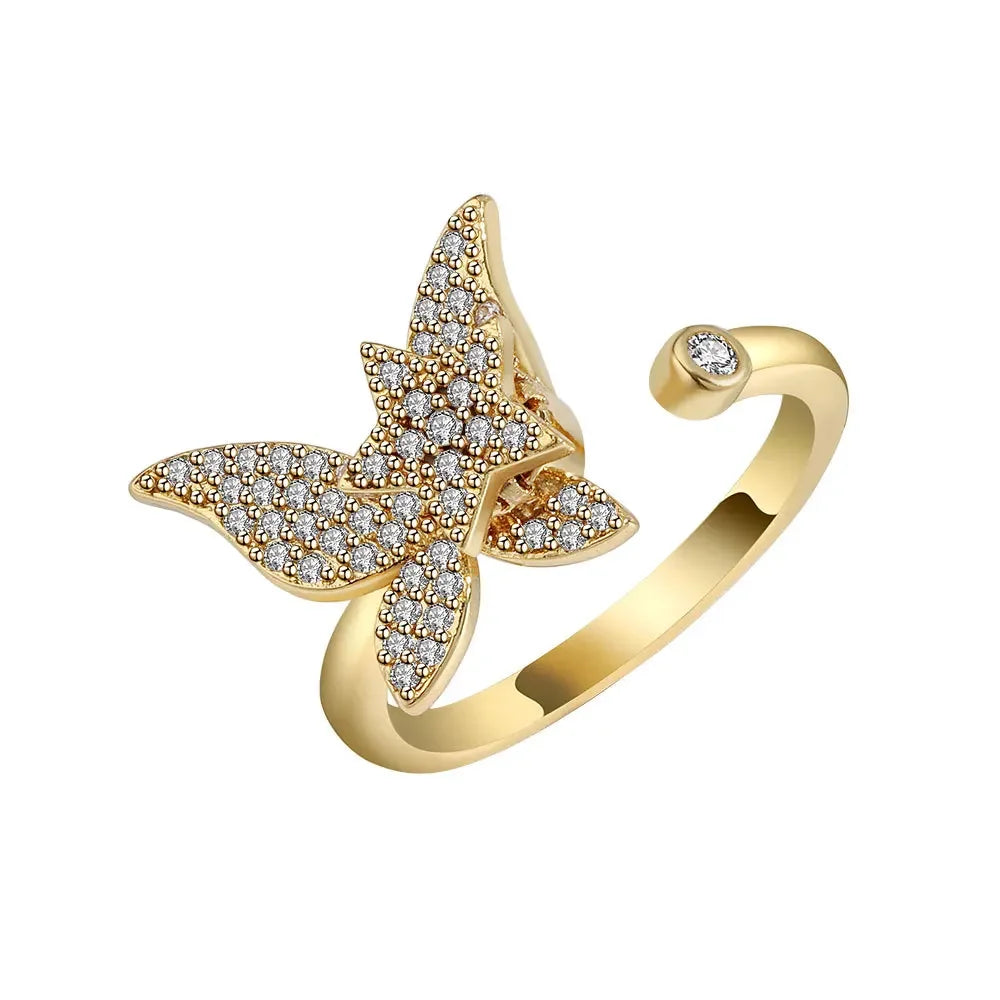 Spinner Ring Crystal Flower - Piña Colada