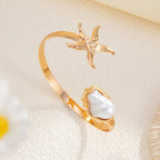 Bohemia Geometric Pearl Opening Adjustable Bracelet - Piña Colada