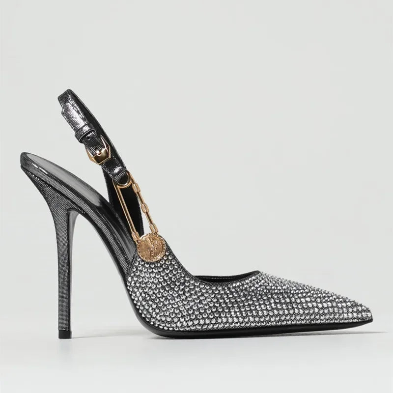 Satin Slingback Heels – Elegant 9.6cm Pointed Toe Pumps - Piña Colada