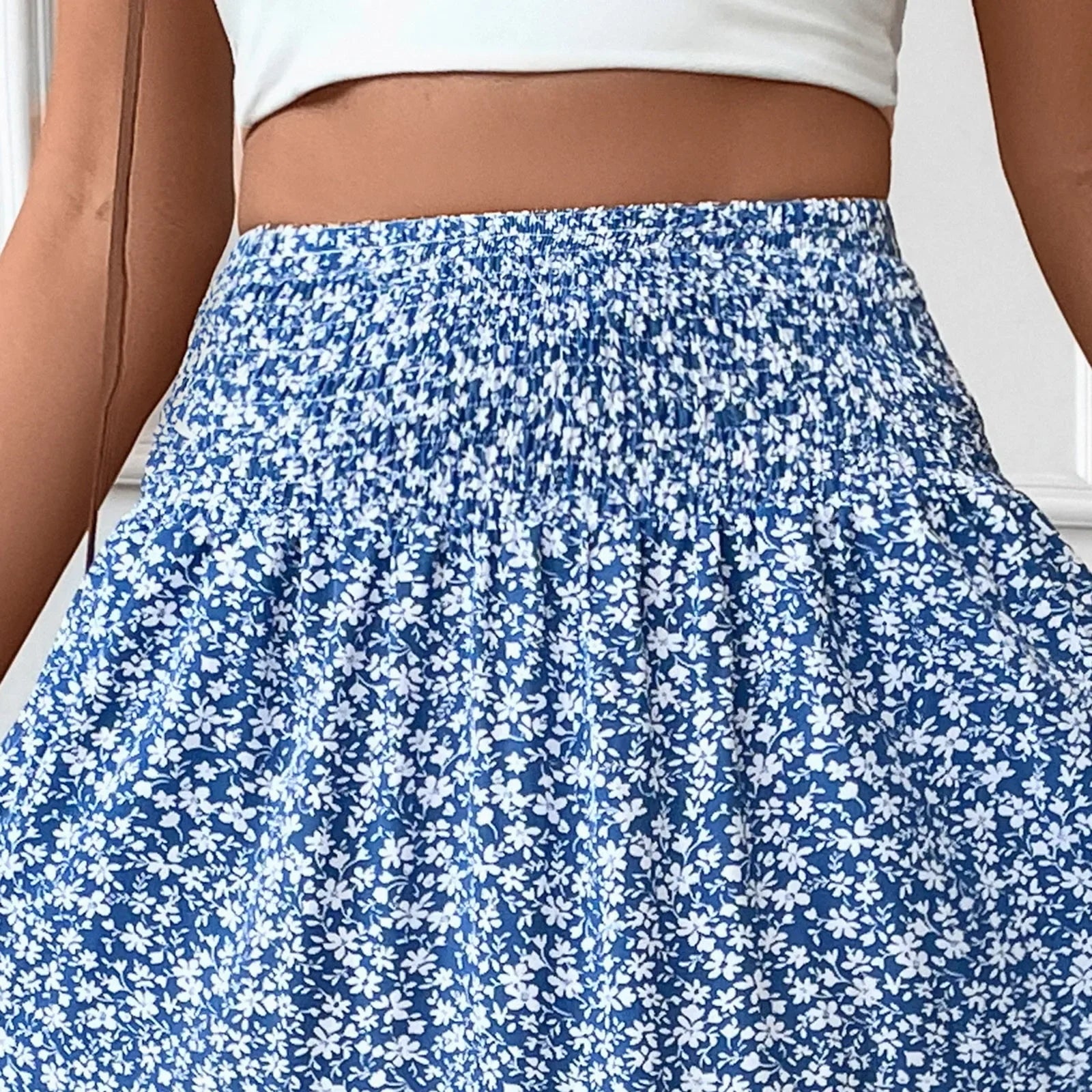 Floral Print Elastic Waist Loose - Piña Colada