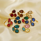 Gold Zircon Adjustable Ring
