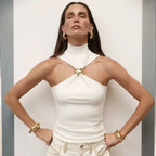 Fashion Metal Ring Tank Top - Piña Colada