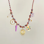 Beach Style Turtle & Starfish Pendant Necklace - Piña Colada