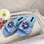 Women Slippers Rhineston Open Toe - Piña Colada