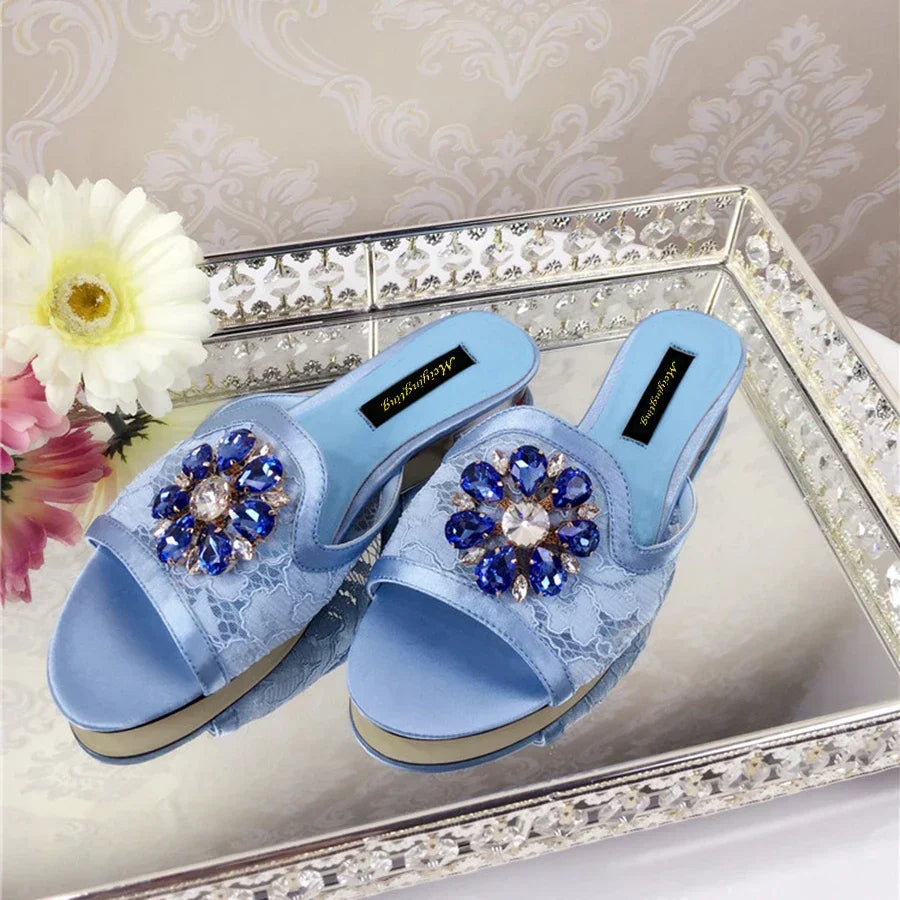Women Slippers Rhineston Open Toe - Piña Colada