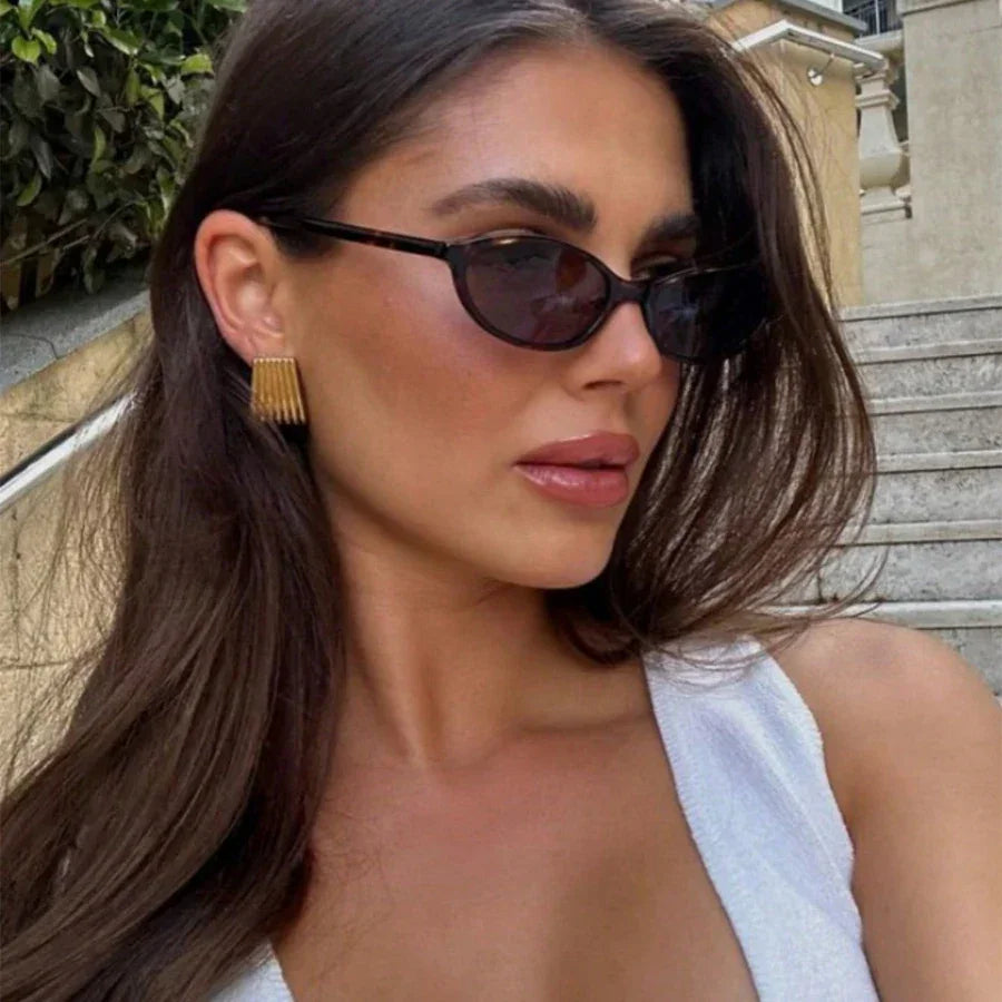 Retro Oval Frame Sunglasses - Piña Colada