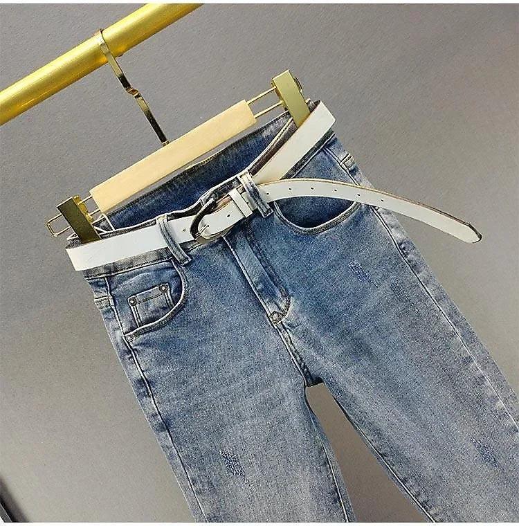 European Sequin High-Waist Skinny Jeans - Piña Colada