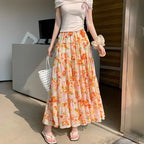 Summer Chiffon Mid-Length Skirt - Piña Colada