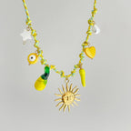 Beach Style Turtle & Starfish Pendant Necklace - Piña Colada