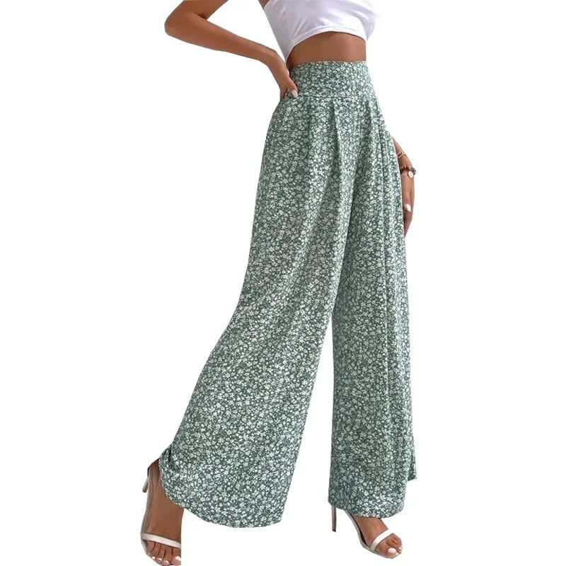 Floral high-waisted pants - Piña Colada