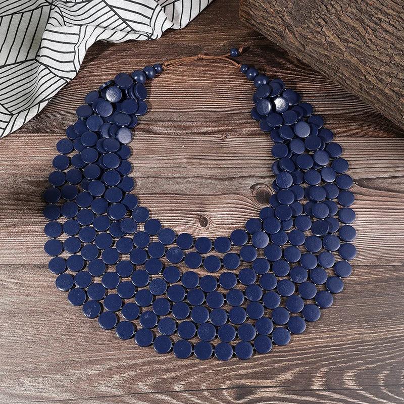 Multi-color Necklace Wooden - Piña Colada
