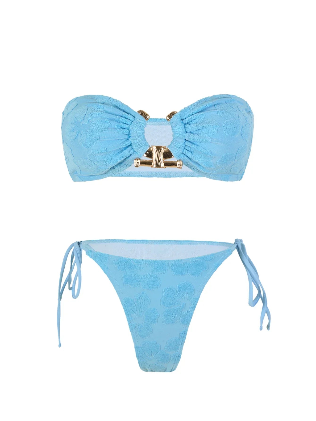 Solid Ring Detail Bikini Set - Piña Colada