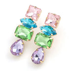 Rhinestone Water Drop Dangle Earrings - Piña Colada