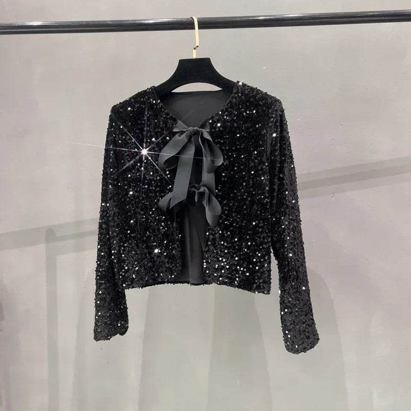 Sequins Jacket Bow Top - Piña Colada