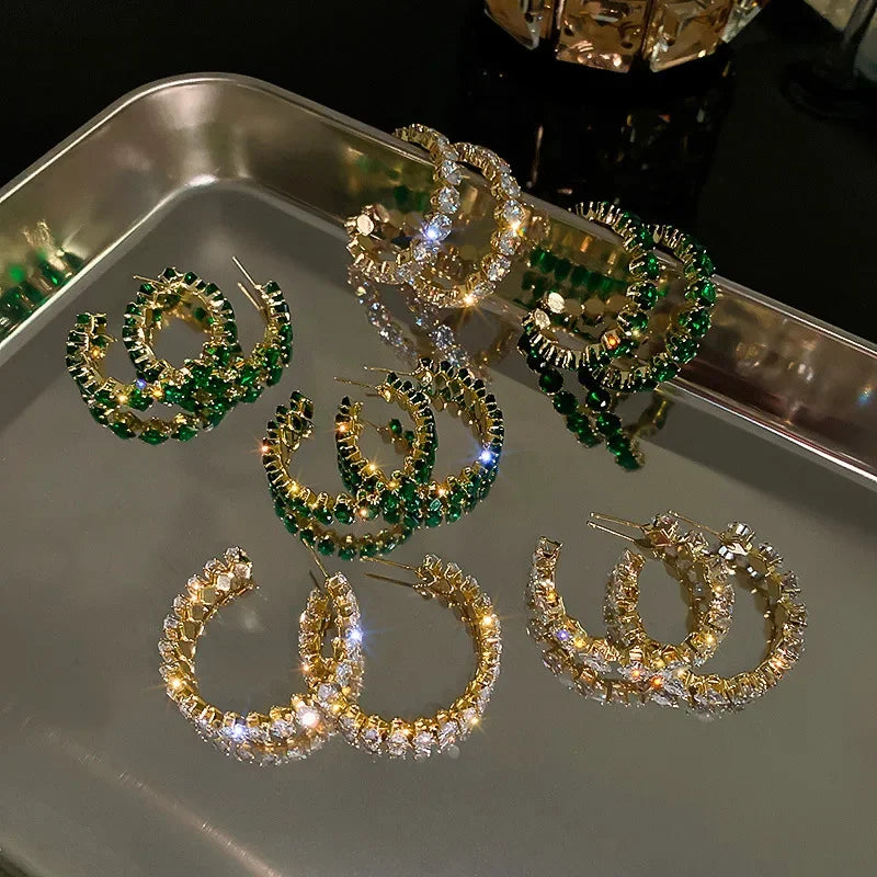 Hoop Earrings Zircon Crystal - Piña Colada