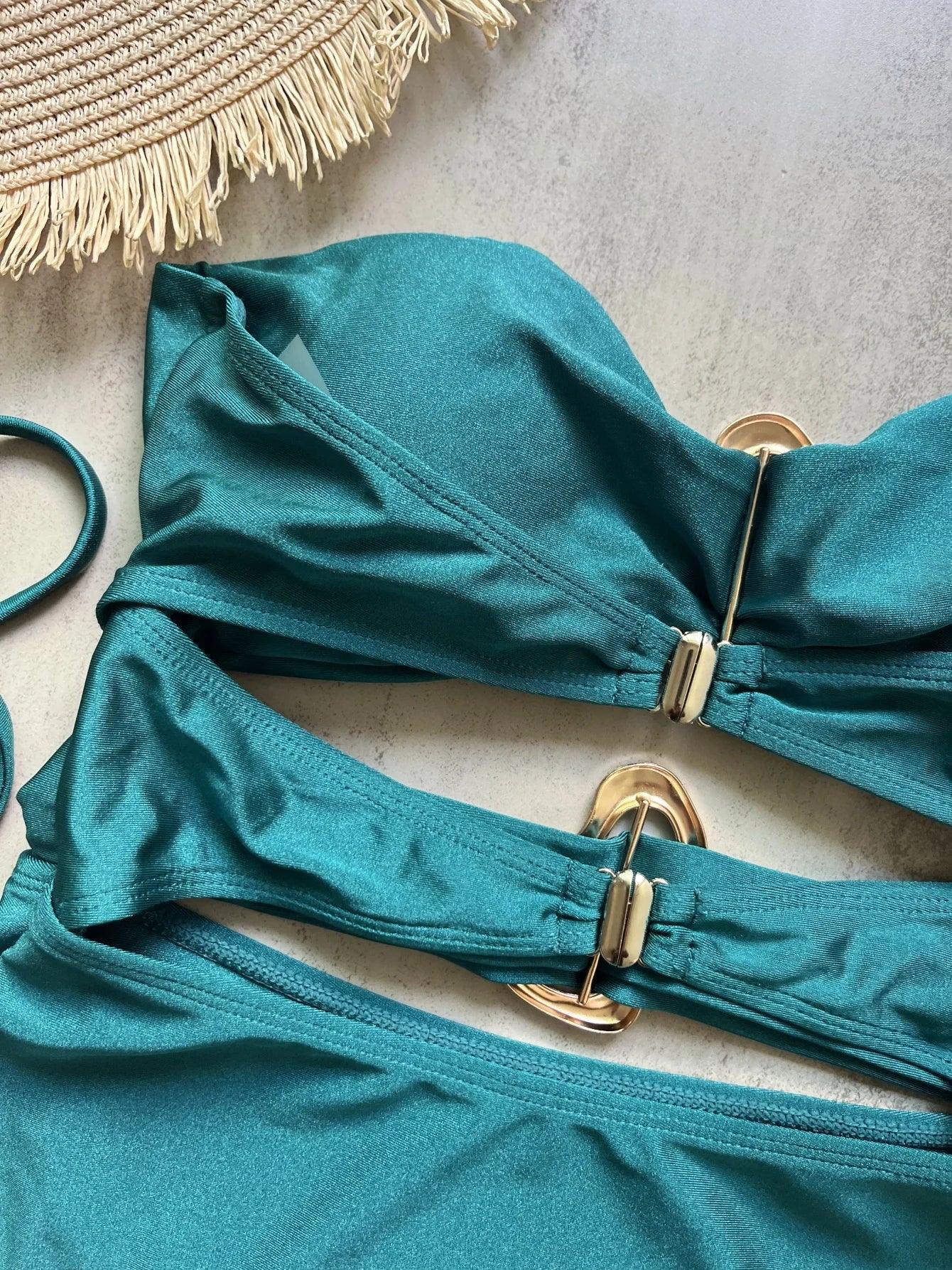 Metal Rings Cut Out Swimwear - Piña Colada