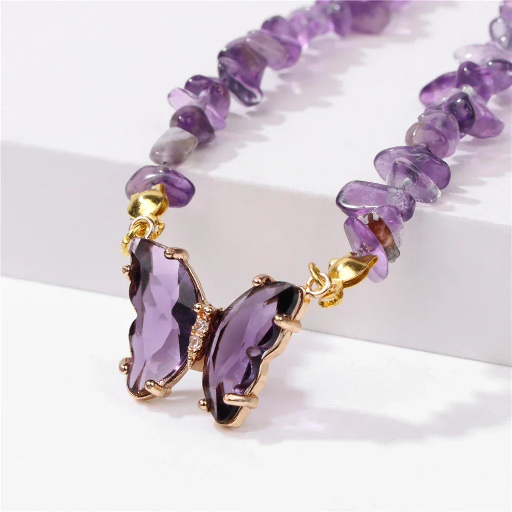 Butterfly Crystal Necklace - Piña Colada