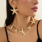 Vintage Star Jewelry Set – Gold or Silver Necklace & Earrings for Women - Piña Colada