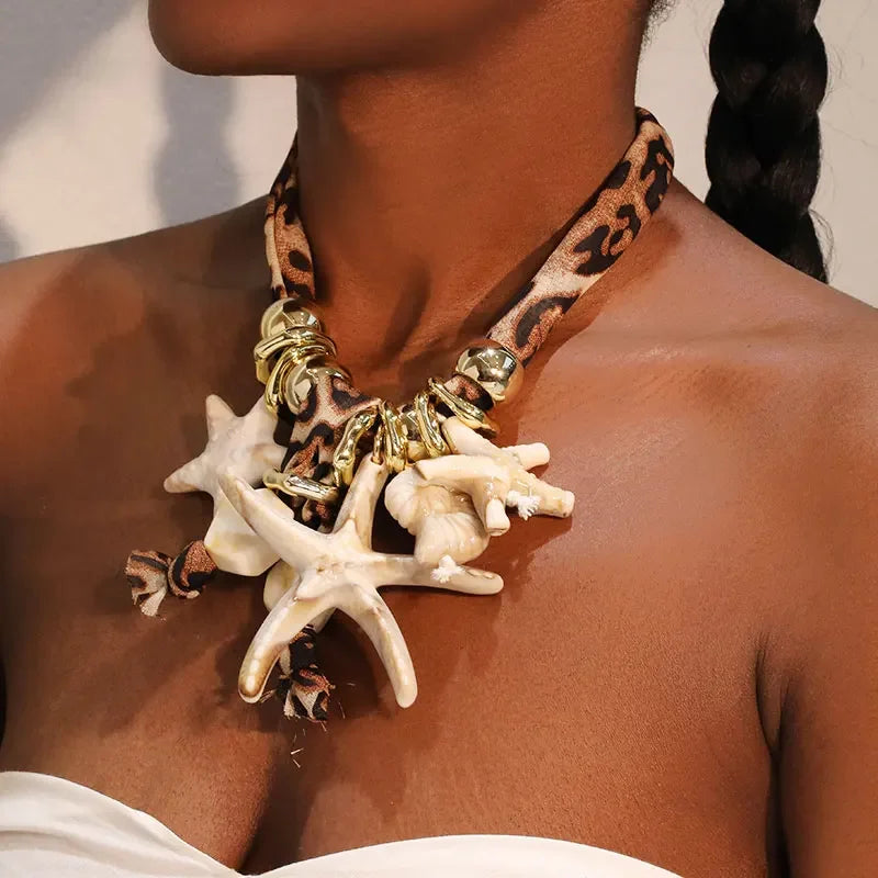 Boho Geometric Necklace Starfishs - Piña Colada
