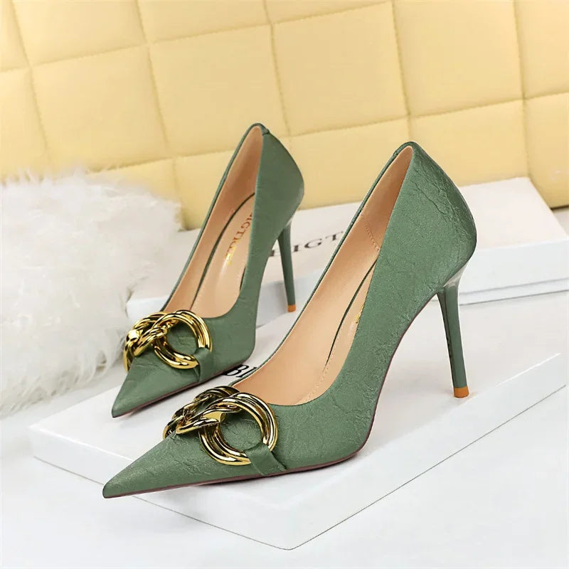 Thin High Heels Shallow Pointed - Piña Colada
