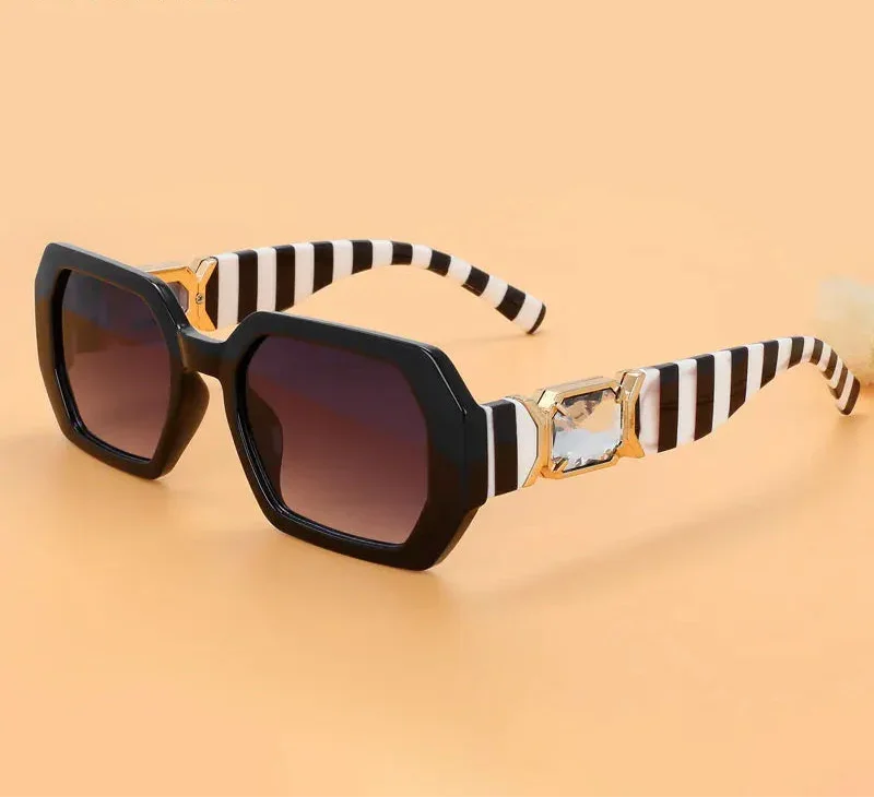 Oversized Diamond Rectangle Sunglasses - Piña Colada