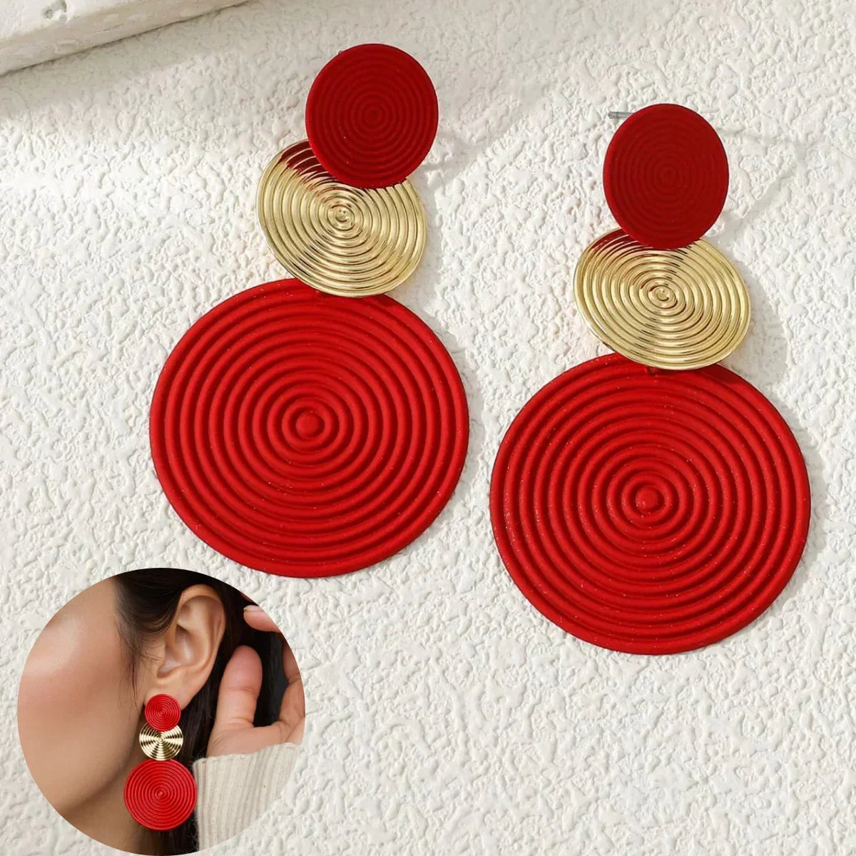 Dangle Earrings Trio Circle - Piña Colada
