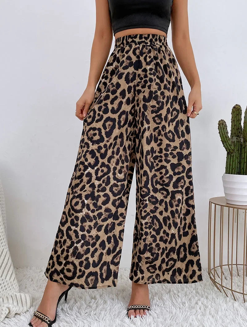 Retro Leopard Print Wide Leg - Piña Colada