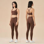 High-Waist Sports Leggings with Phone Pocket Set - Piña Colada
