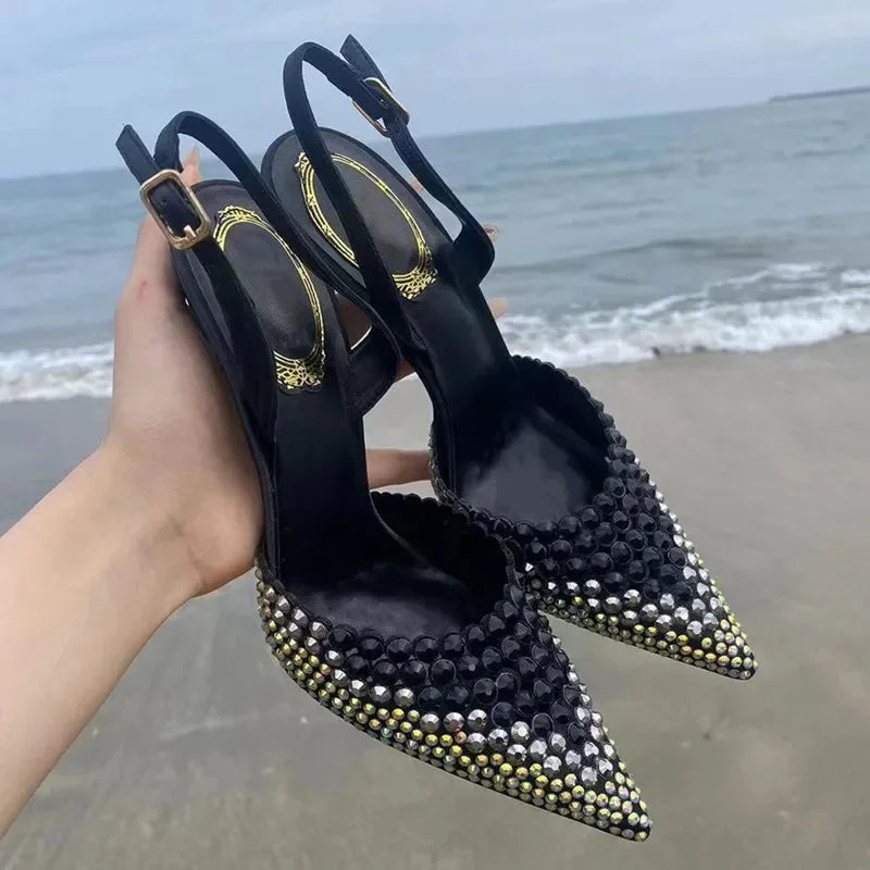 Luxury Rhinestones Gradient Slingbacks Pumps - Piña Colada